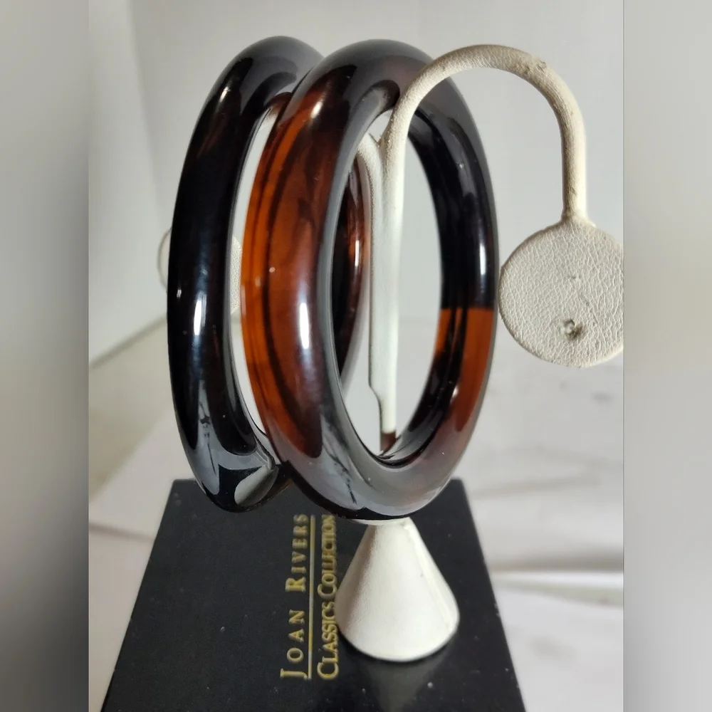 Vintage Deep Tortoise Brown Bakelite Bangle Bracelets EC